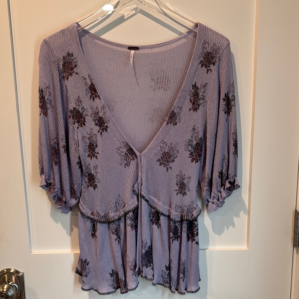 Free People Lavender Floral Blouse